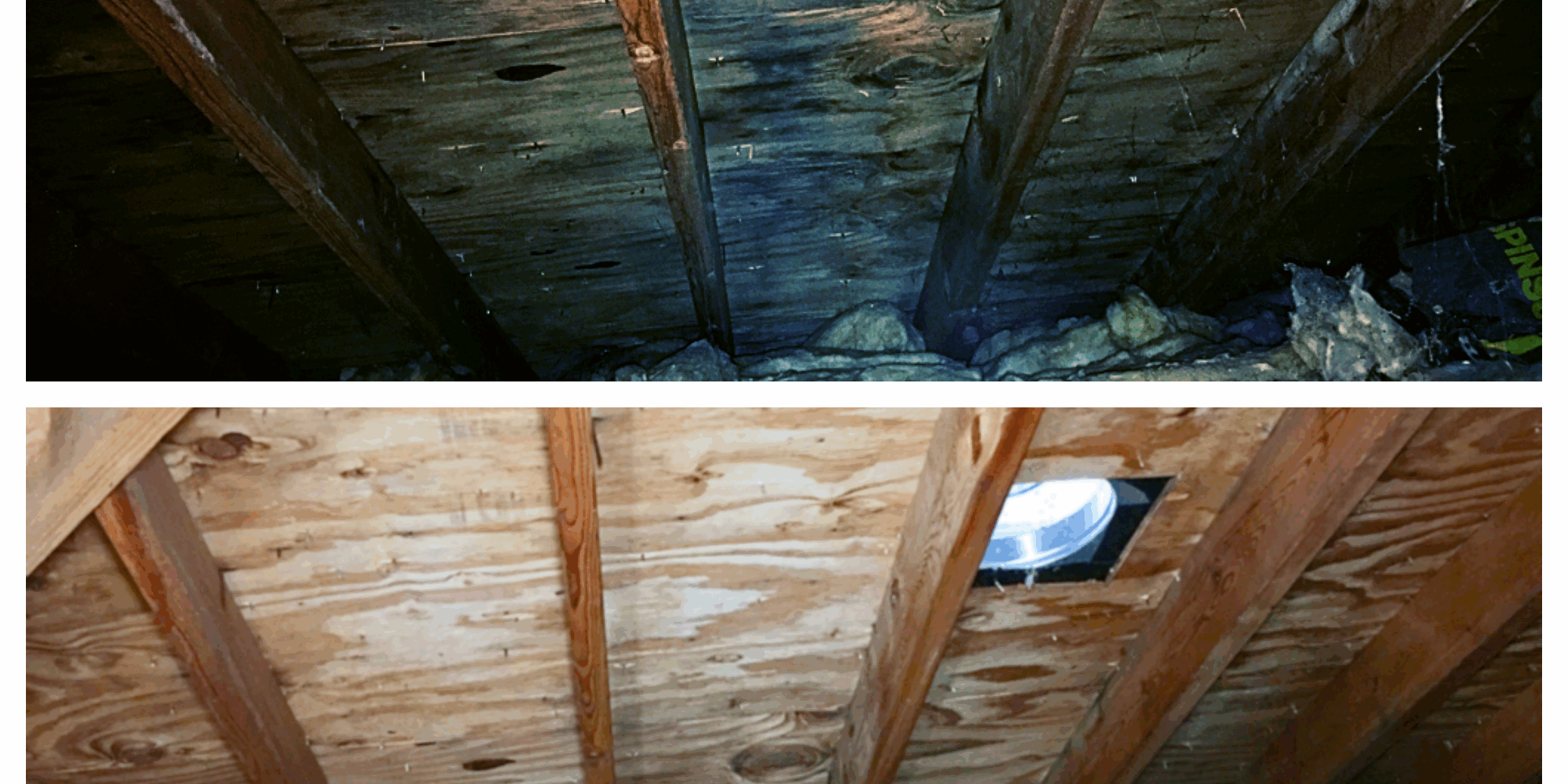 Attic Mold BEFORE & AFTER ATTIC MOLD BEFORE AND AFTER